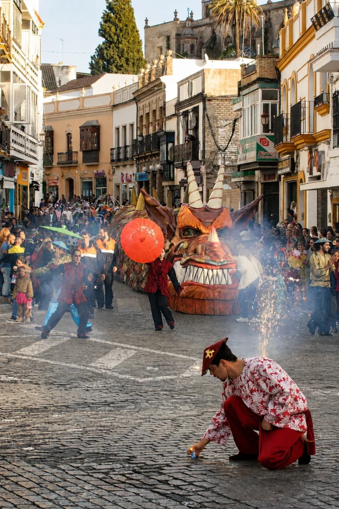 Brotóns dragón oriental desfile fuego artista pasacalles cabalgata